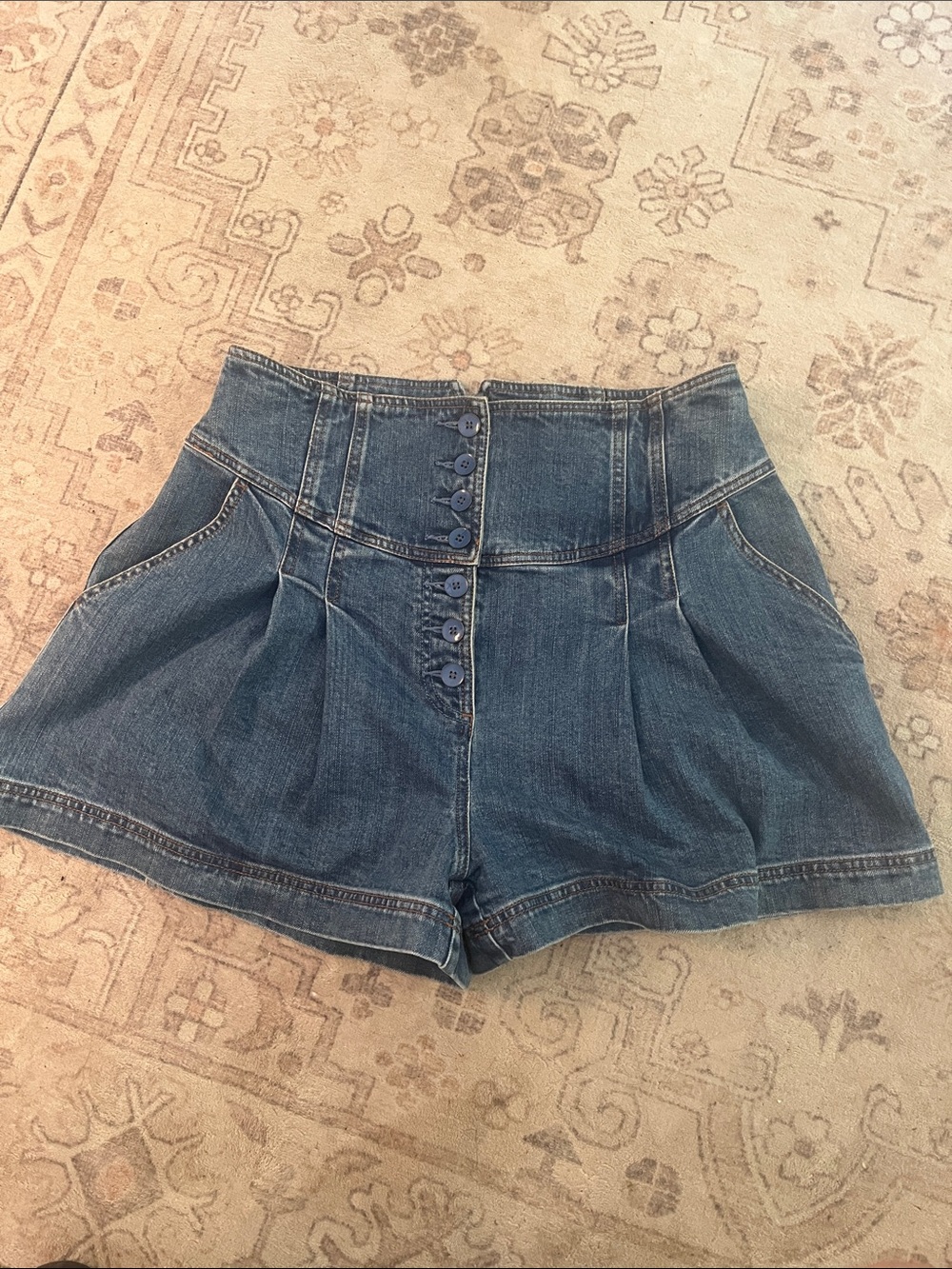 Ulla Johnson High-Waist Denim Shorts in Blue
